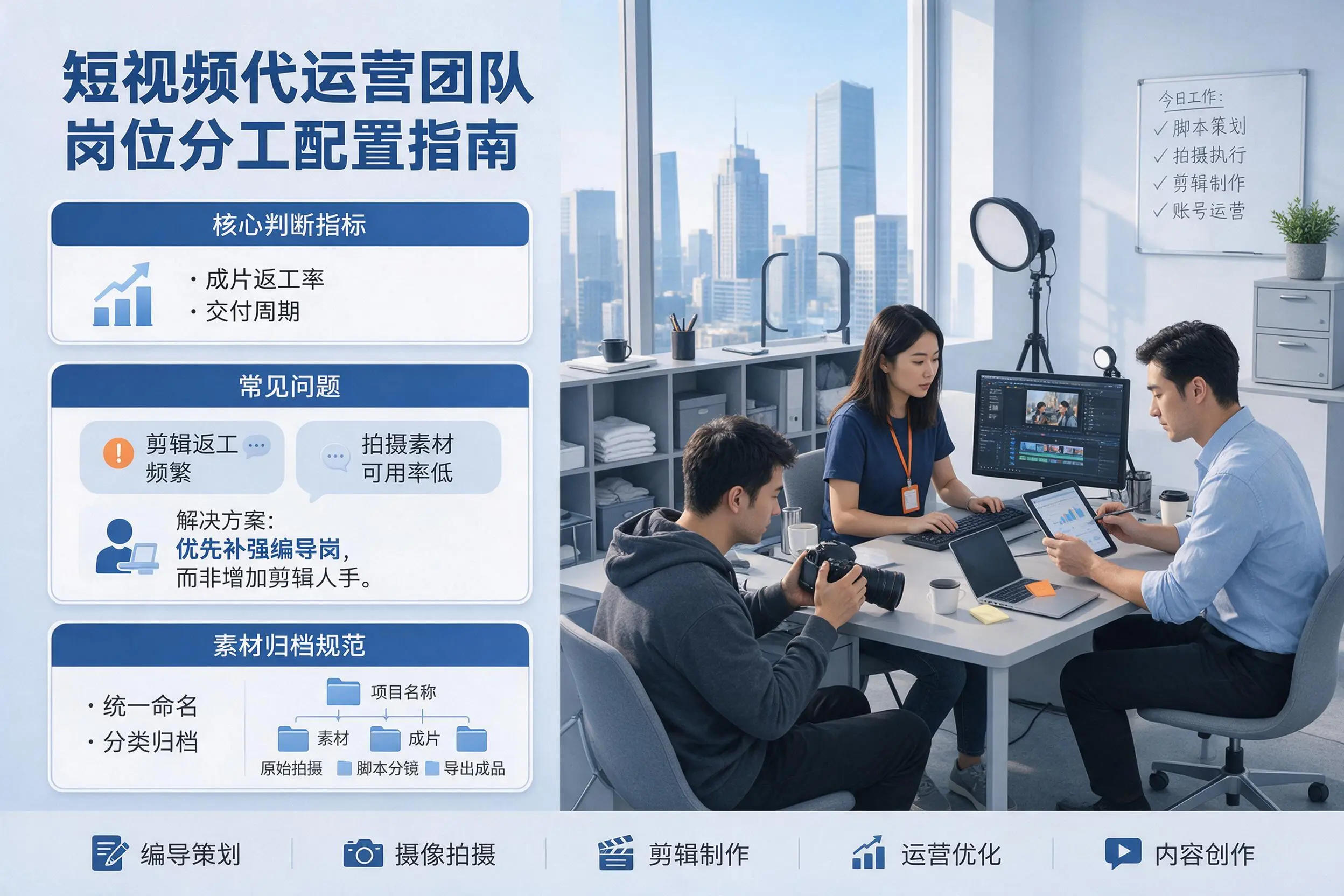 短视频代运营团队如何配置？自贡企业岗位分工科普说明