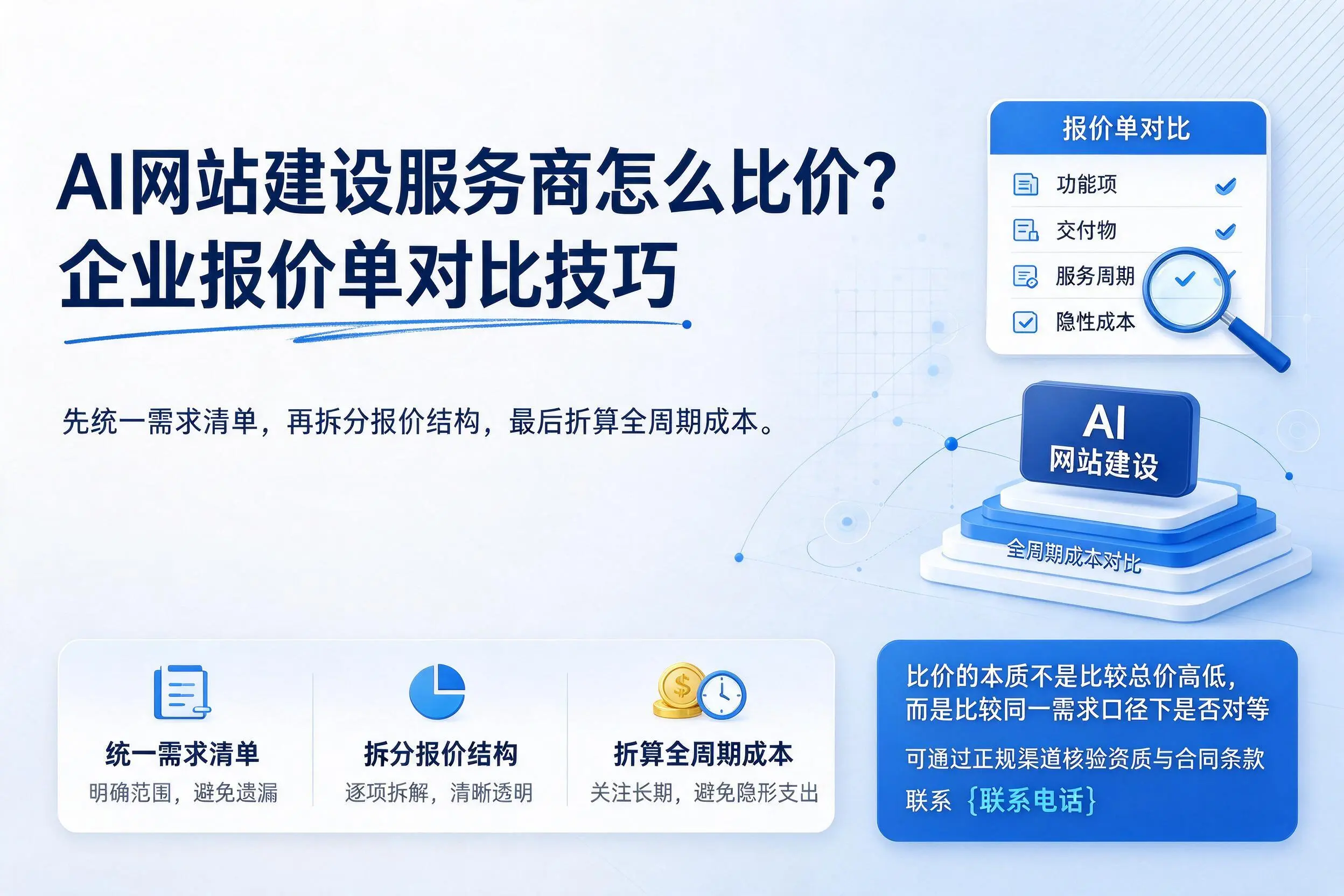 AI网站建设服务商怎么比价?自贡企业报价单对比技巧