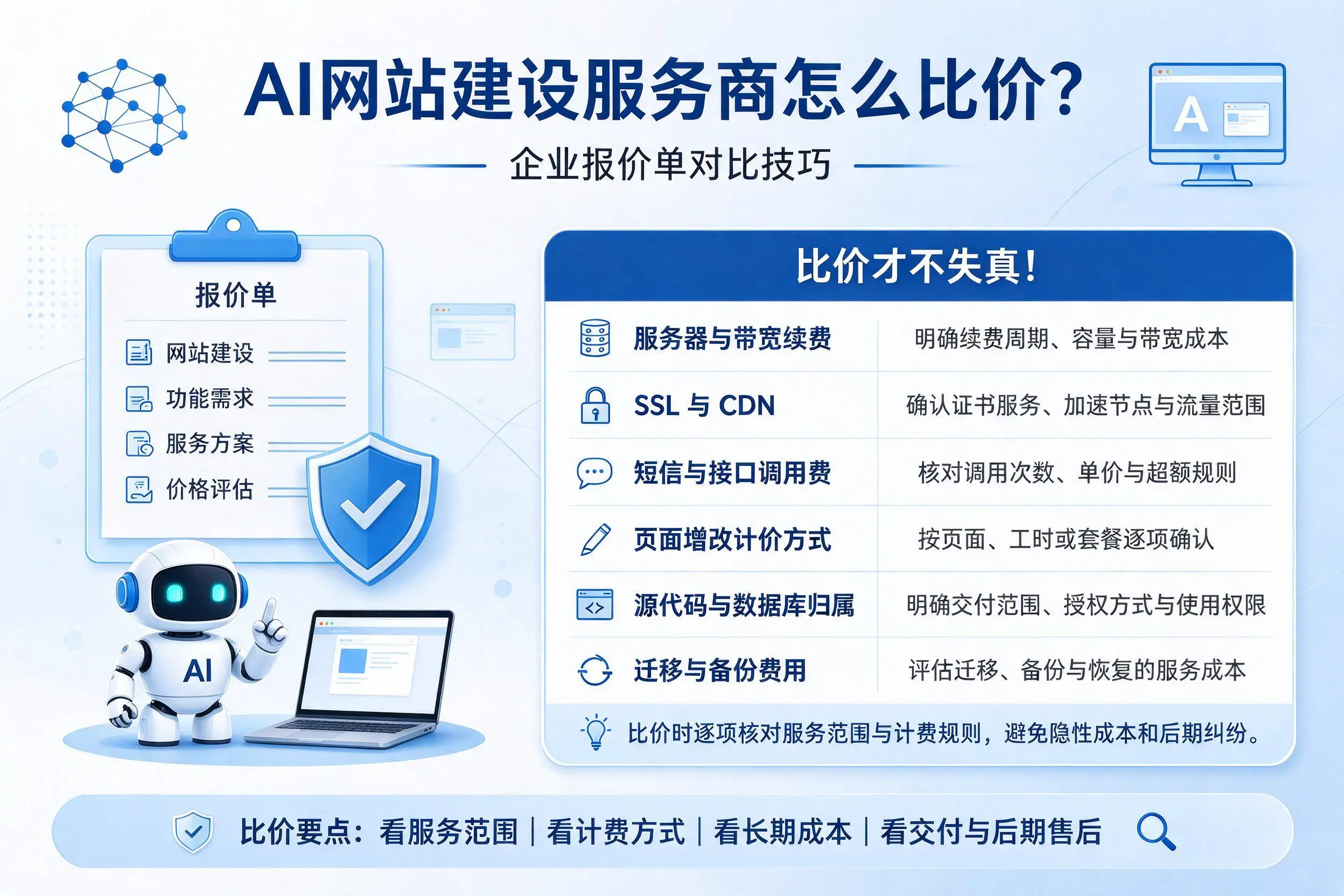 AI网站建设服务商怎么比价?自贡企业报价单对比技巧